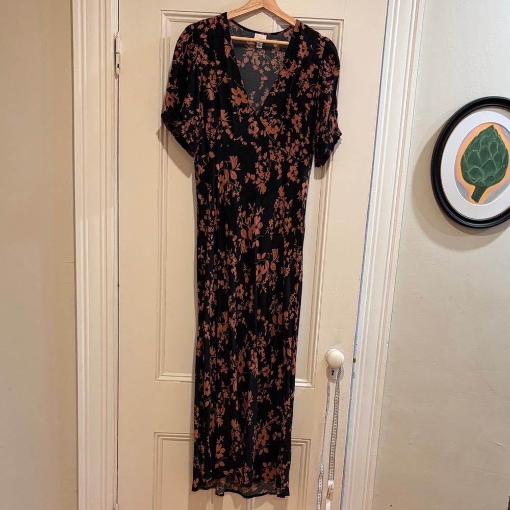 a new day Black and Light Brown Floral Maxi Dress